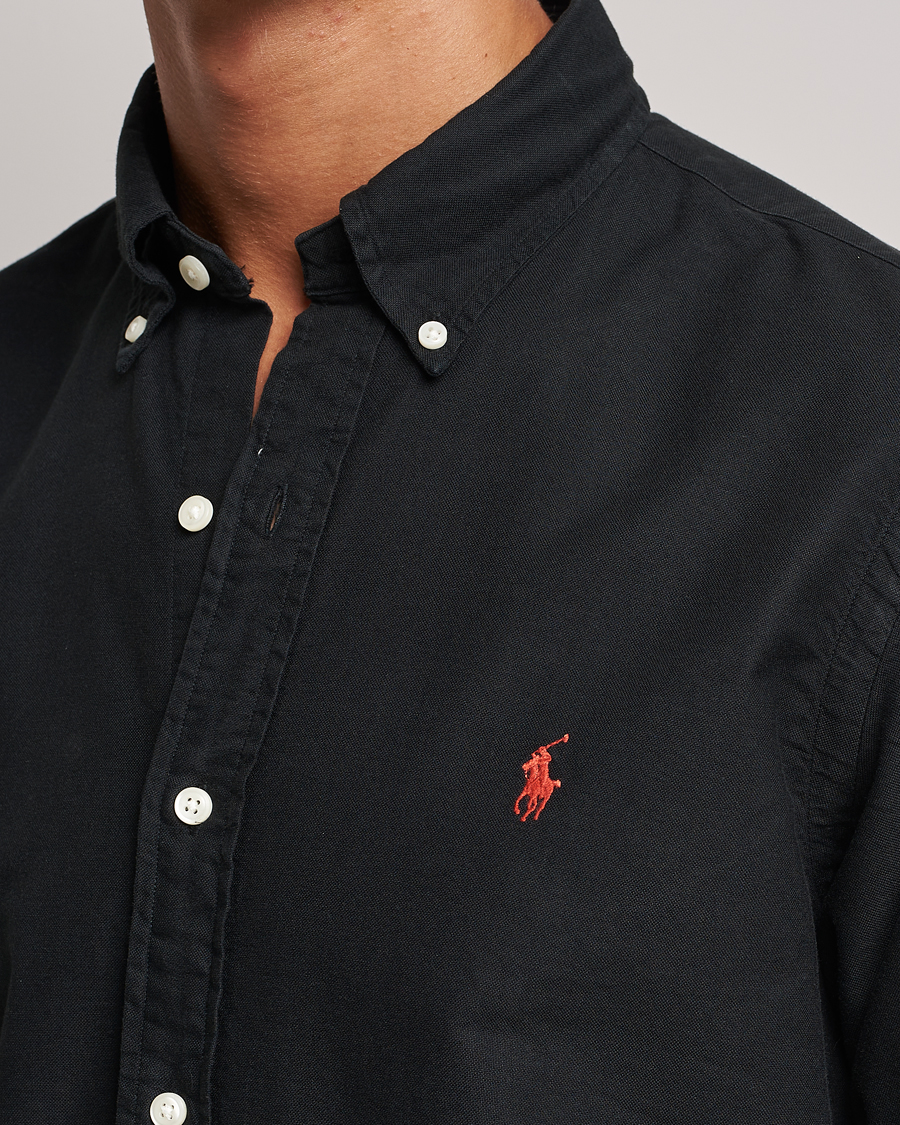 Men | Shirts | Polo Ralph Lauren | Custom Fit Garment Dyed Oxford Shirt Black