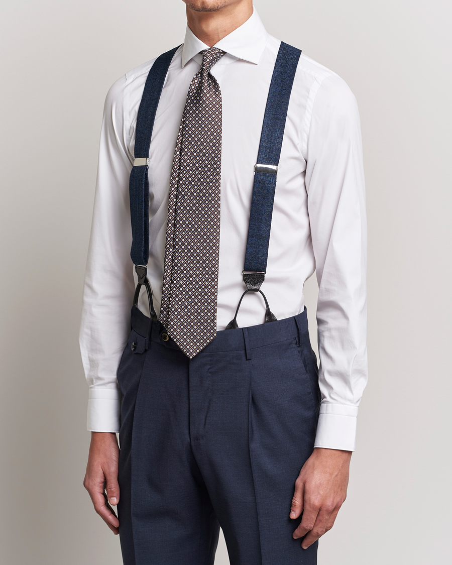 Men | Albert Thurston Hardy Minnis Bamboo Braces 38mm Navy | Albert Thurston | Hardy Minnis Bamboo Braces 38mm Navy