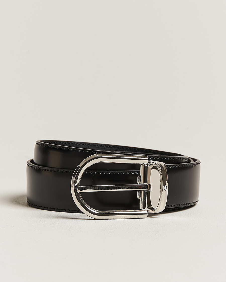 Men |  | Montblanc | Horseshoe Coated Buckle 30mm Leather Belt Black