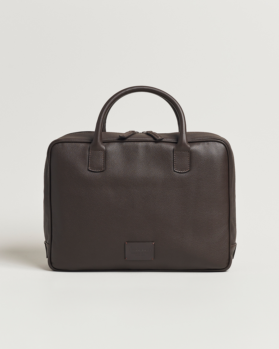 Men | Soon in stock | Anderson's | Full Grain Leather Briefcase Dark Brown