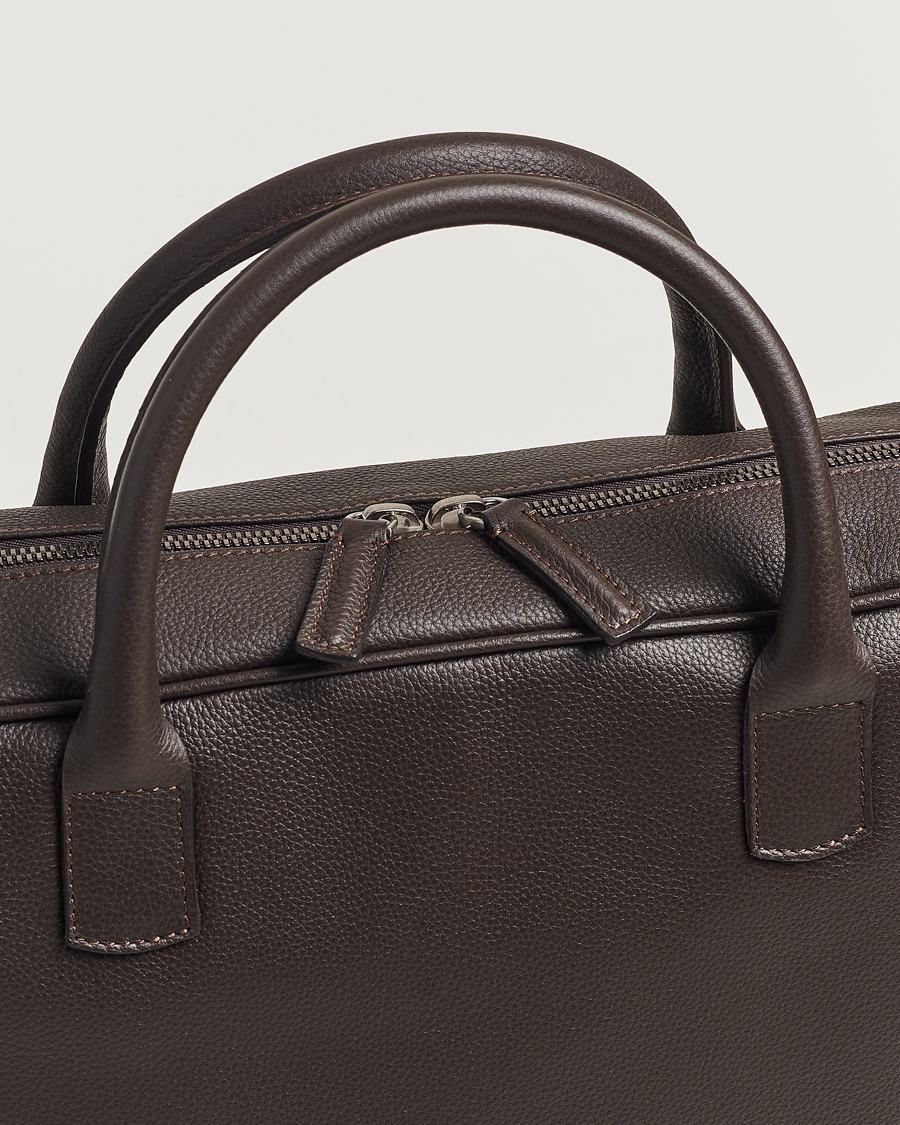 Men | Bags | Anderson's | Full Grain Leather Briefcase Dark Brown