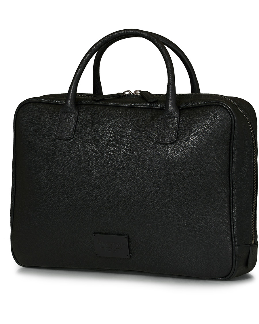Men | Briefcases | Anderson's | Full Grain Leather Briefcase Black