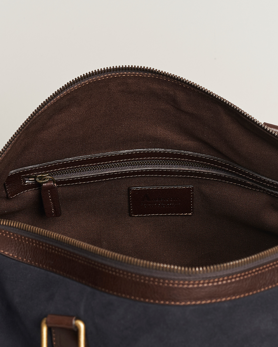 Men | Bags | Anderson's | Boston Suede Weekendbag Navy/Brown