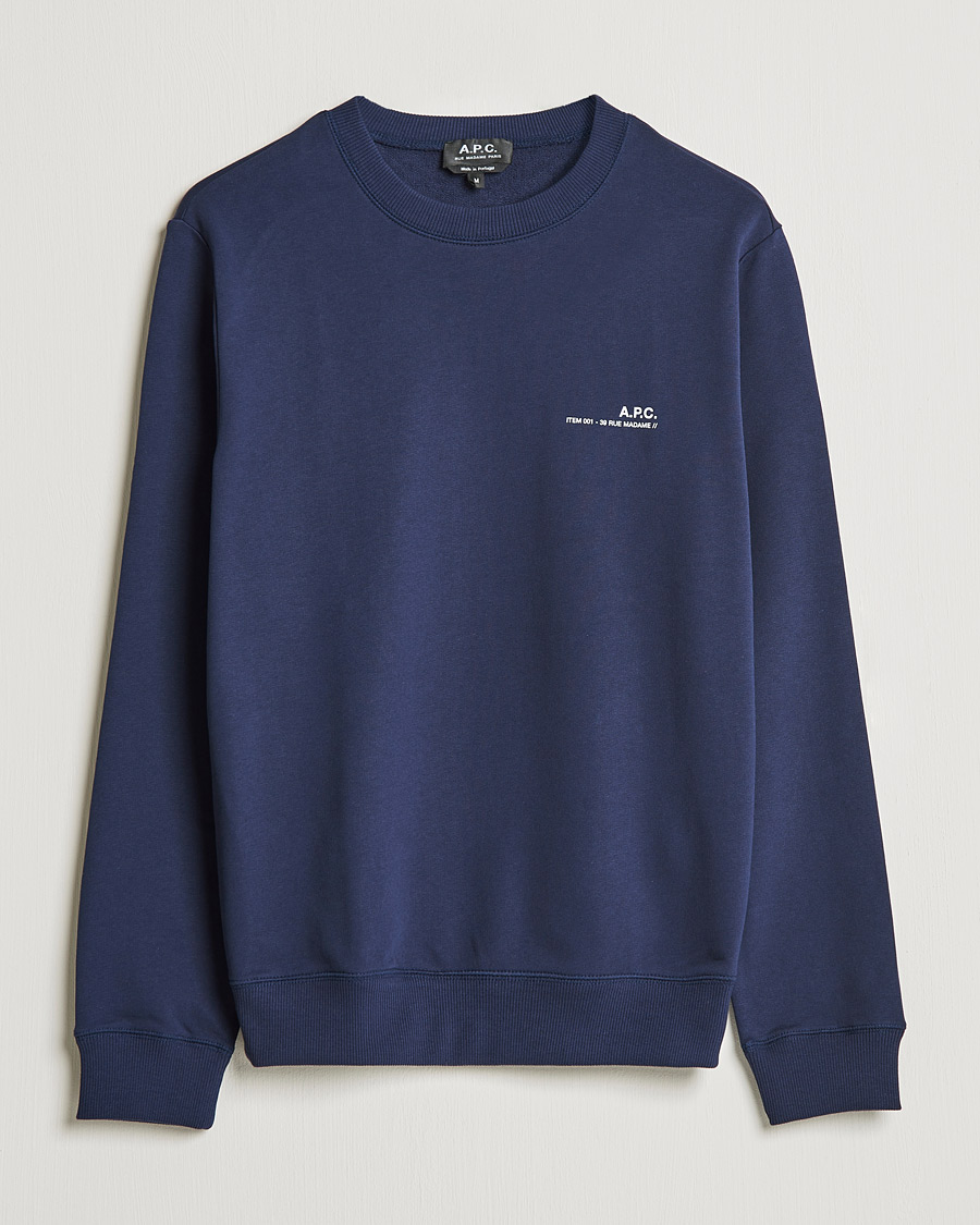 Men | Sweaters & Knitwear | A.P.C. | Item Crew Neck Sweatshirt Navy