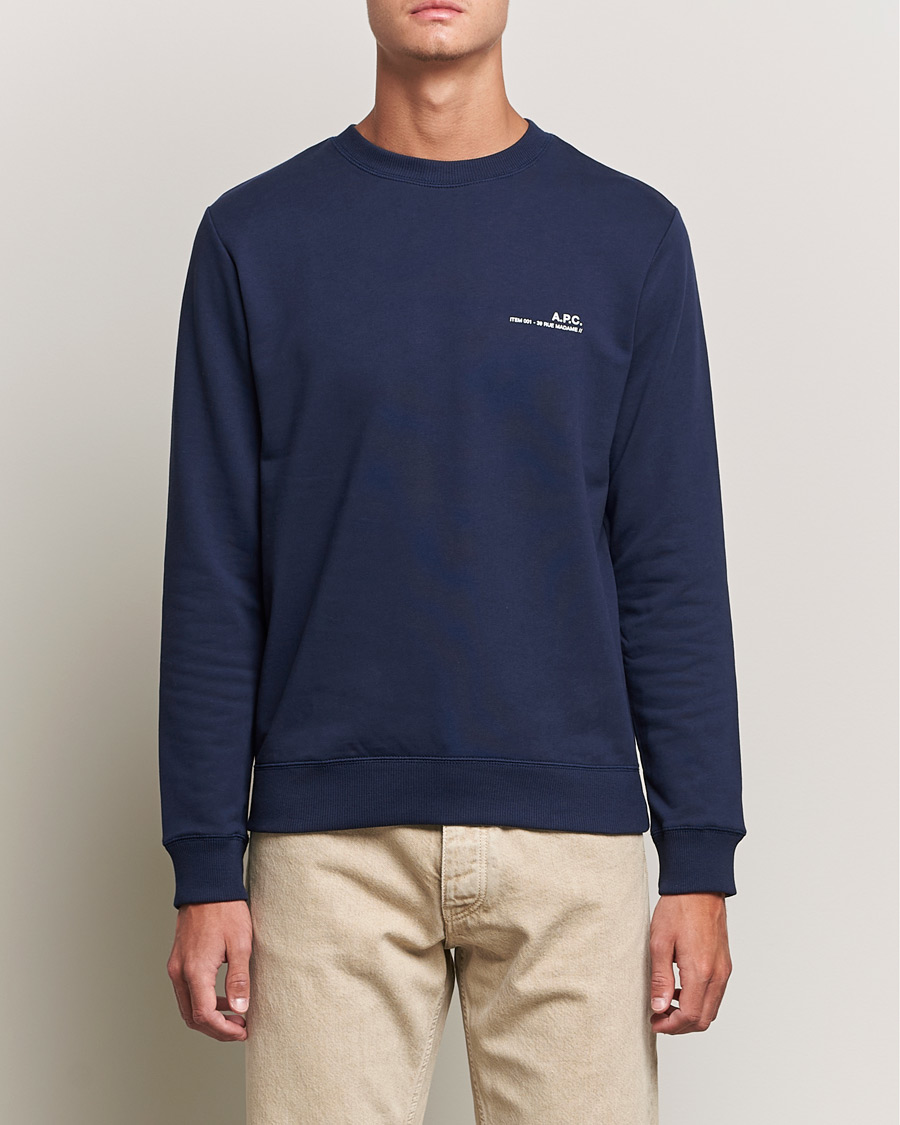 Men | Sweaters & Knitwear | A.P.C. | Item Crew Neck Sweatshirt Navy