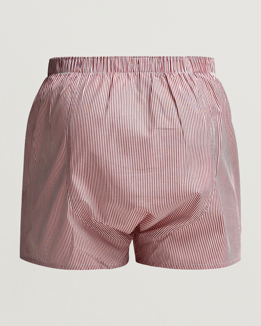 Men | Underwear & Socks | Sunspel | Classic Woven Cotton Boxer Shorts Red/White