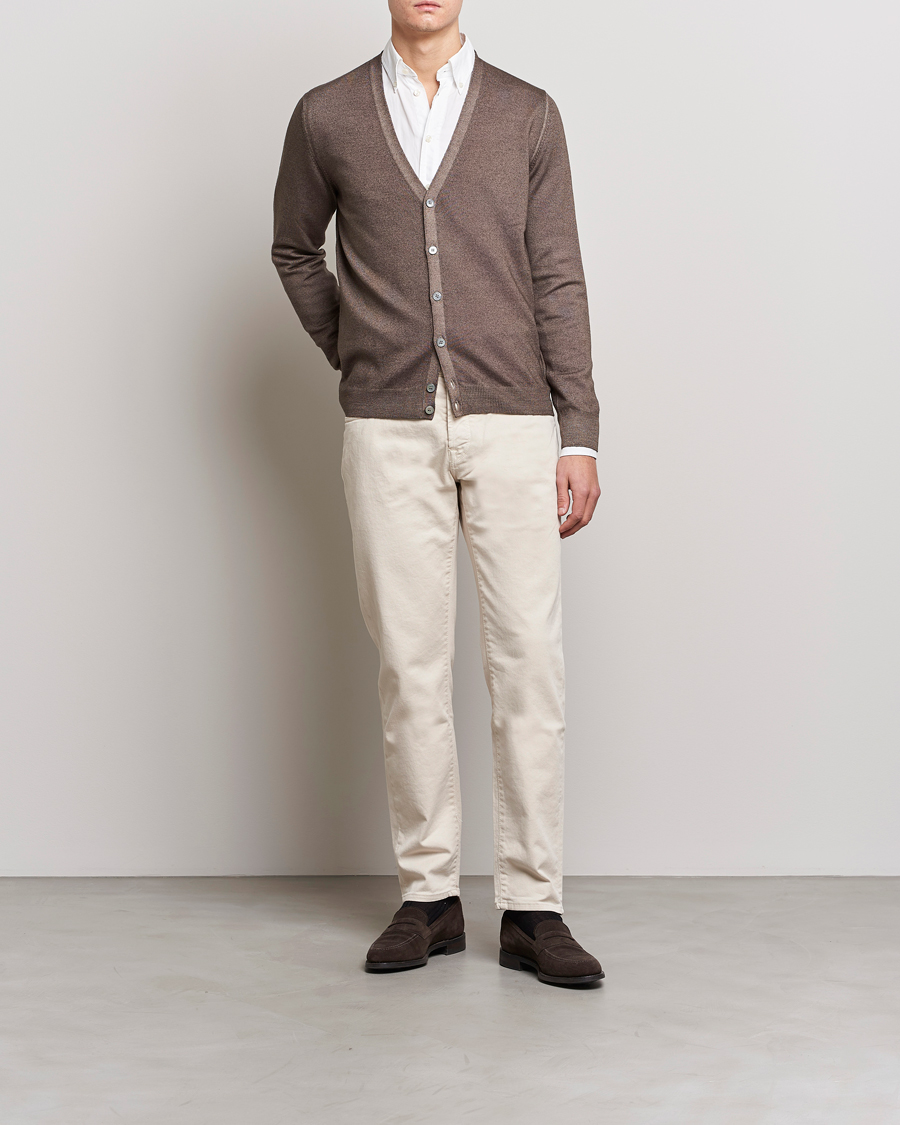 Men | Sweaters & Knitwear | Gran Sasso | Vintage Merino Fashion Fit Cardigan Beige