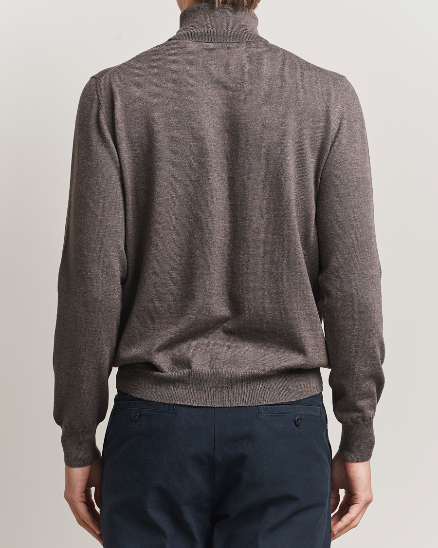 Men | Sweaters & Knitwear | Gran Sasso | Merino Fashion Fit Rollneck Brown Melange