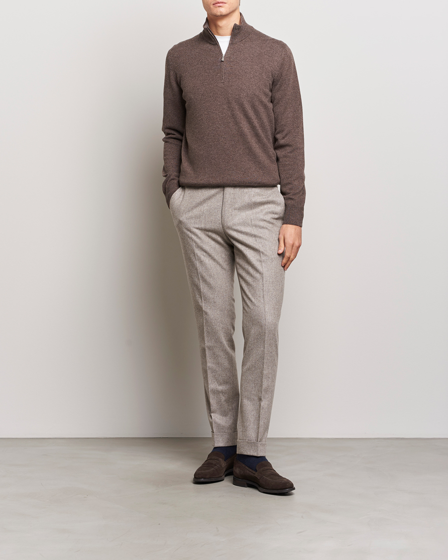 Men | Sweaters & Knitwear | Gran Sasso | Wool/Cashmere Half Zip Brown