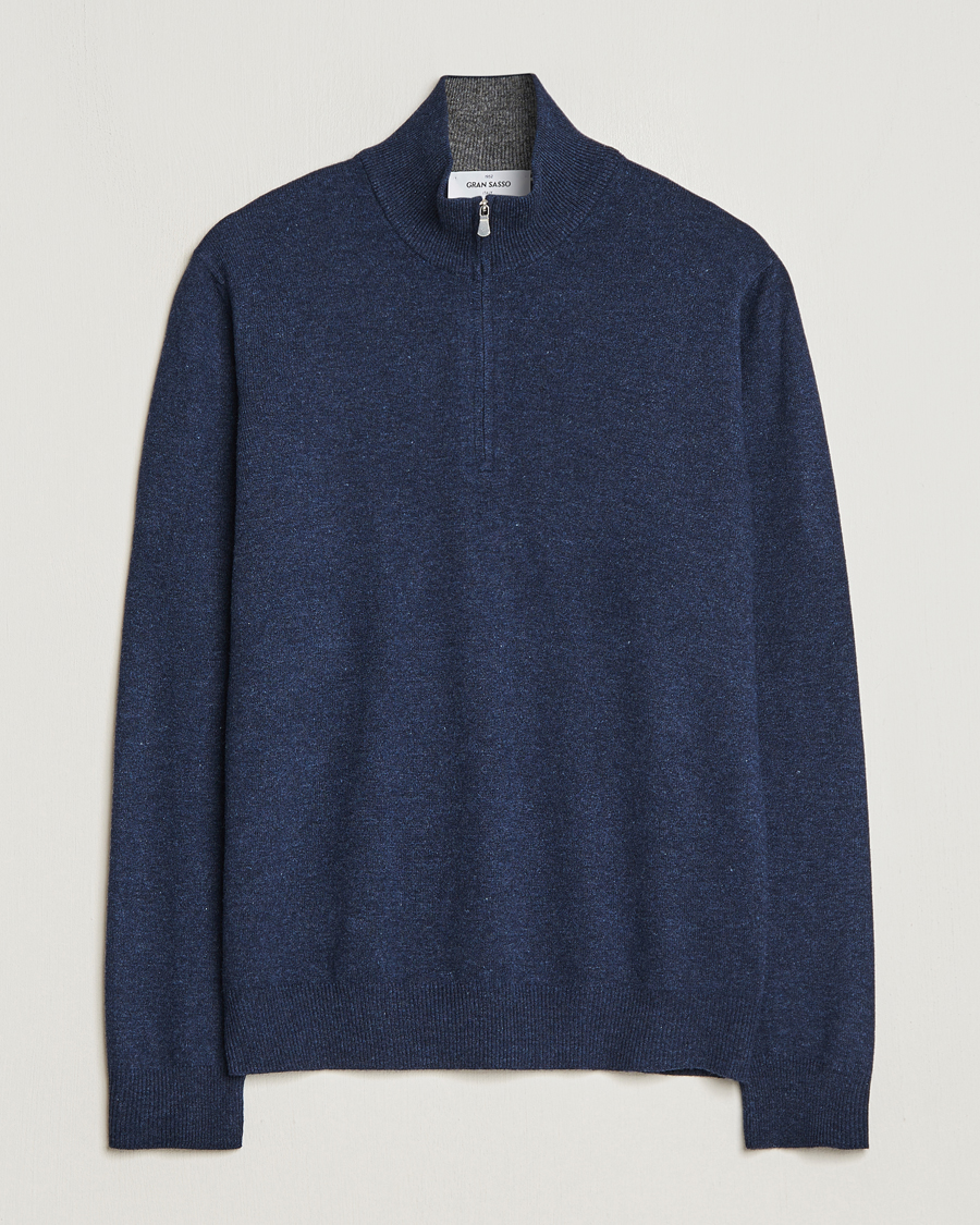 Men |  | Gran Sasso | Wool/Cashmere Half Zip Navy