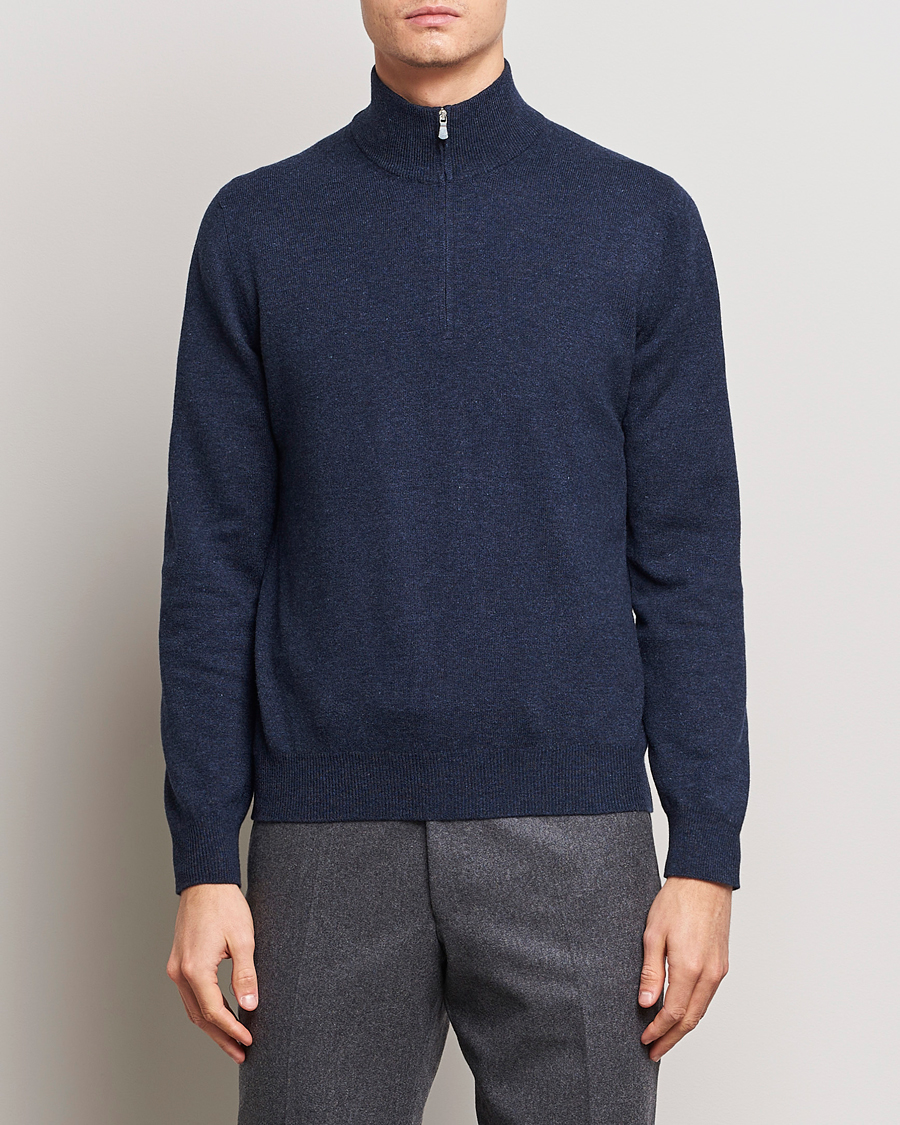 Men |  | Gran Sasso | Wool/Cashmere Half Zip Navy