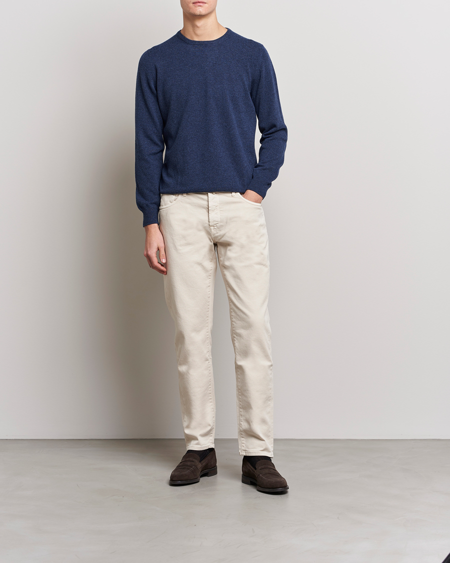 Men | Sweaters & Knitwear | Gran Sasso | Wool/Cashmere Crew Neck Navy