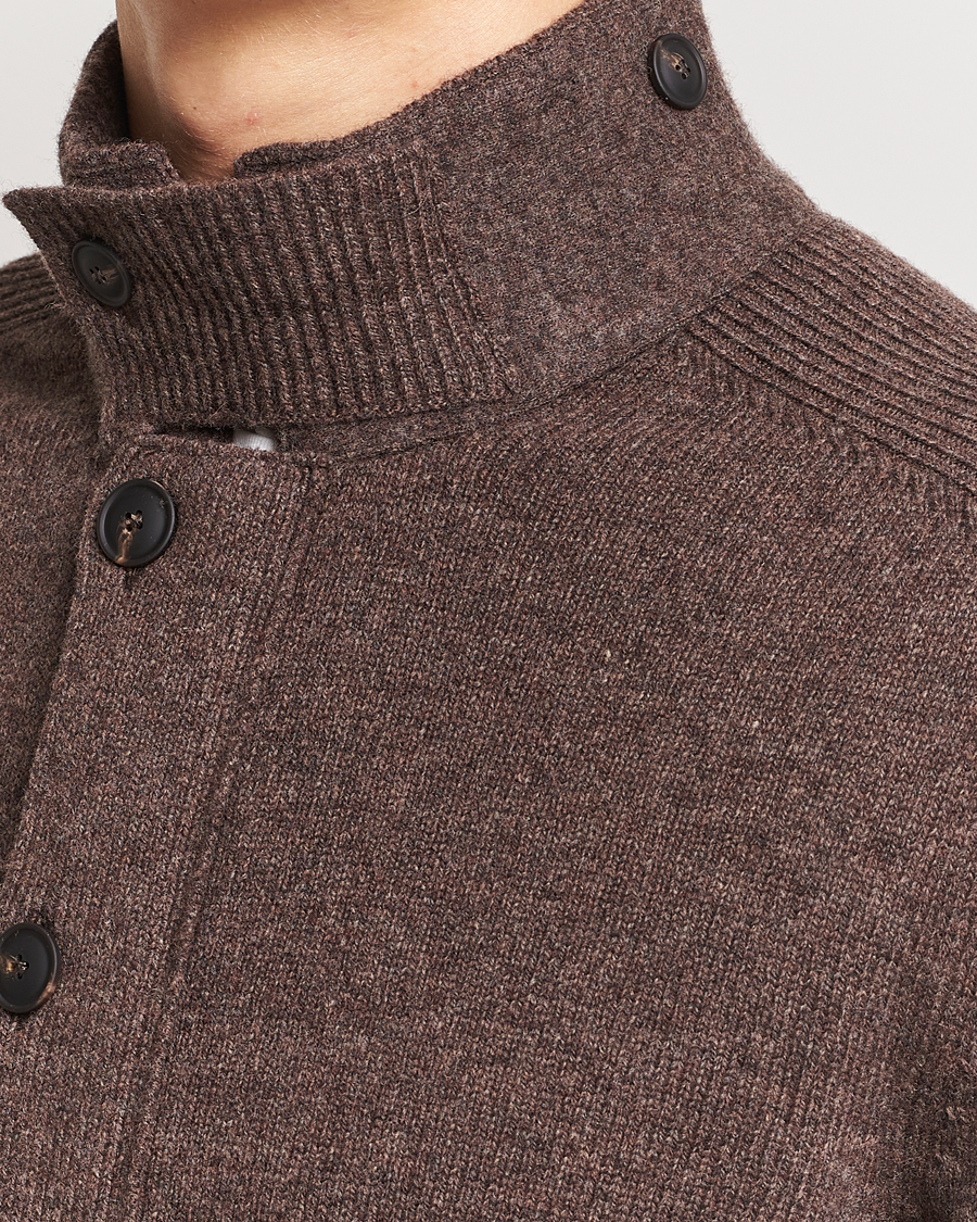 Men | Sweaters & Knitwear | Gran Sasso | Heavy Wool Cardigan Brown Melange