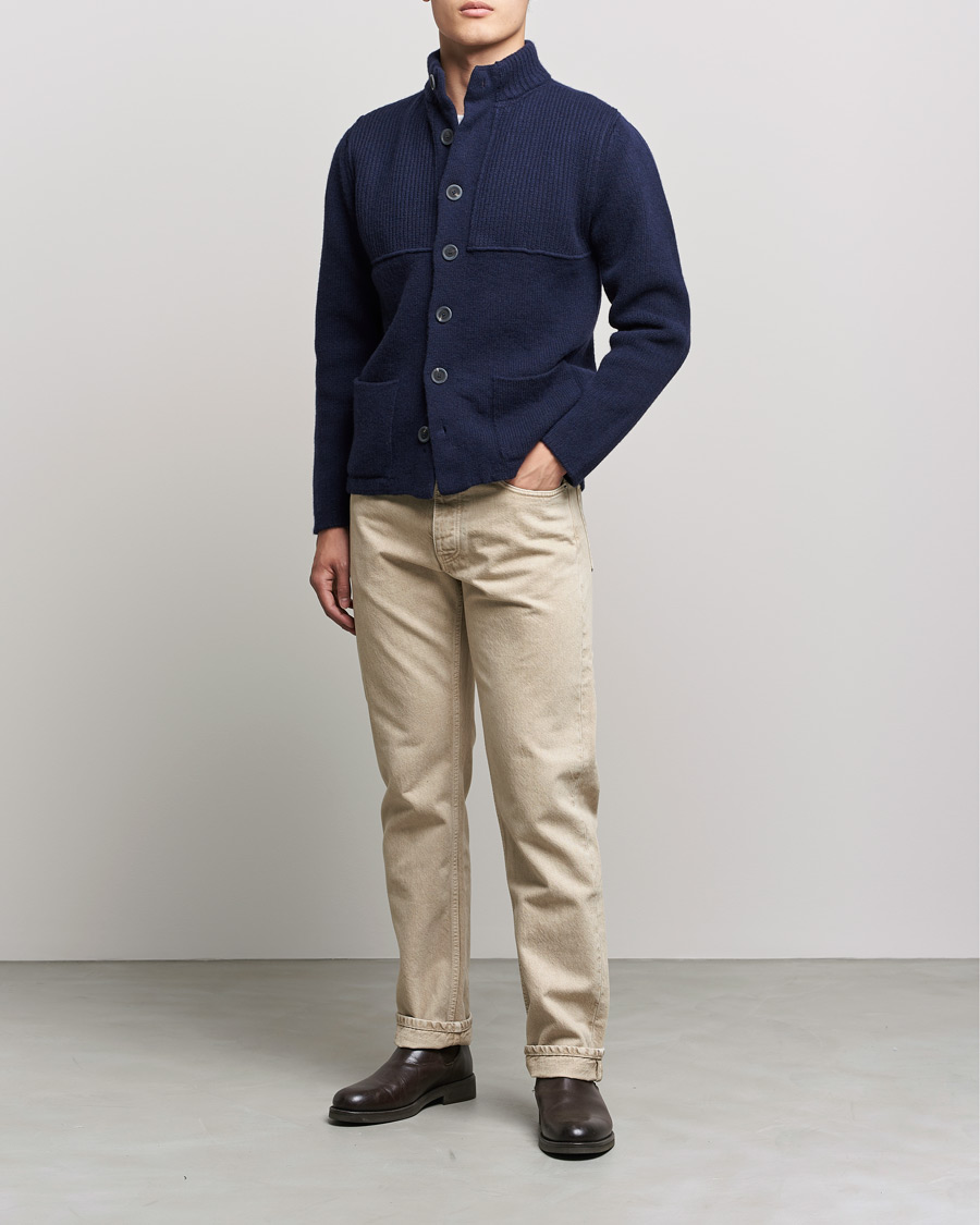 Men | Sweaters & Knitwear | Inis Meáin | Heavy Wool Cardigan Navy