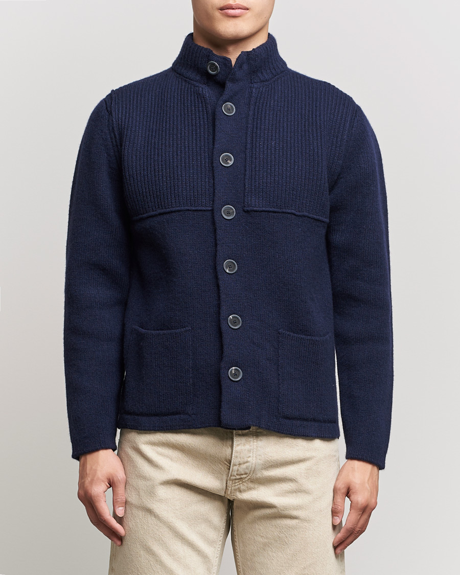 Men | Sweaters & Knitwear | Inis Meáin | Heavy Wool Cardigan Navy