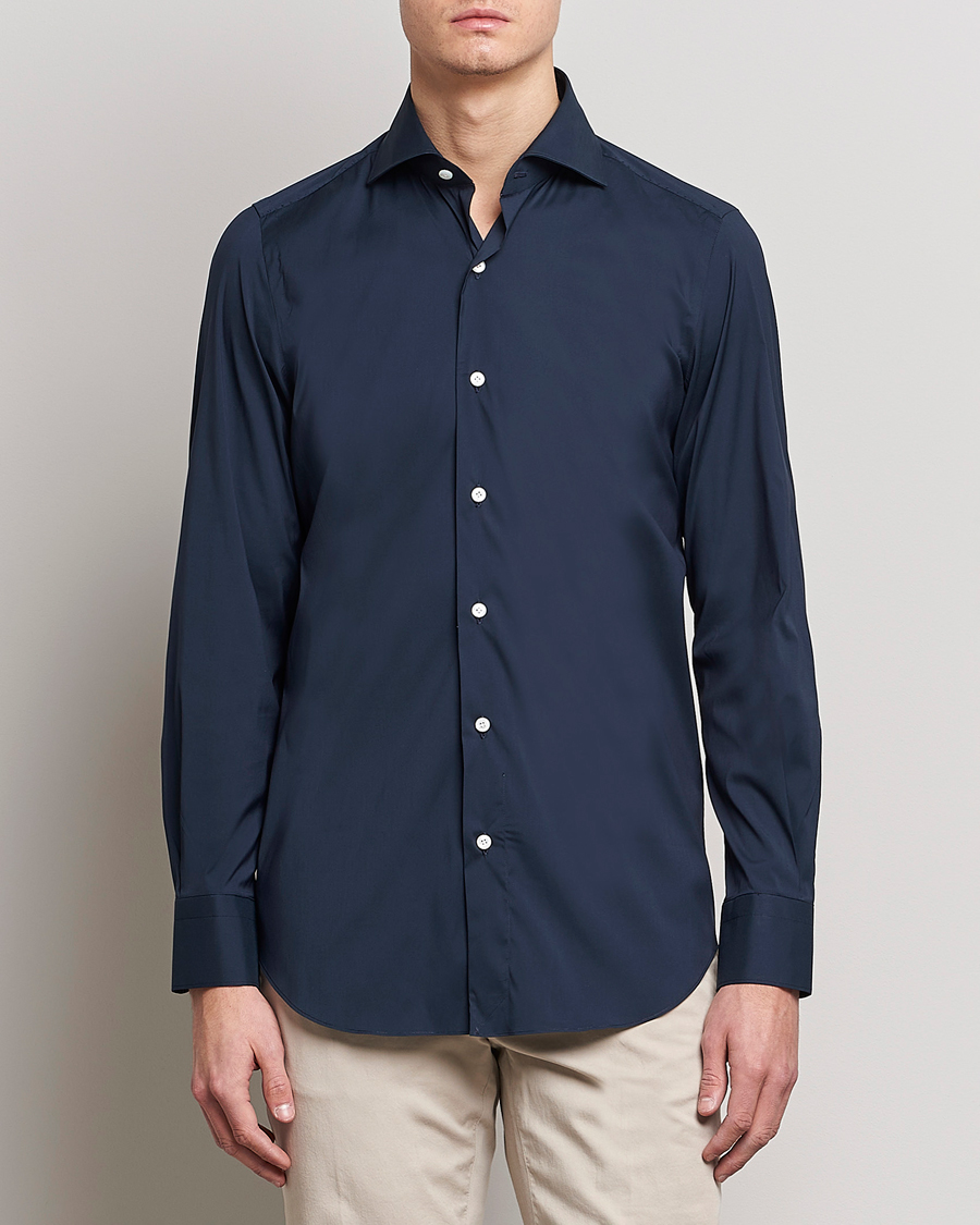 Men | Shirts | Finamore Napoli | Milano Slim Fit Stretch Shirt Navy