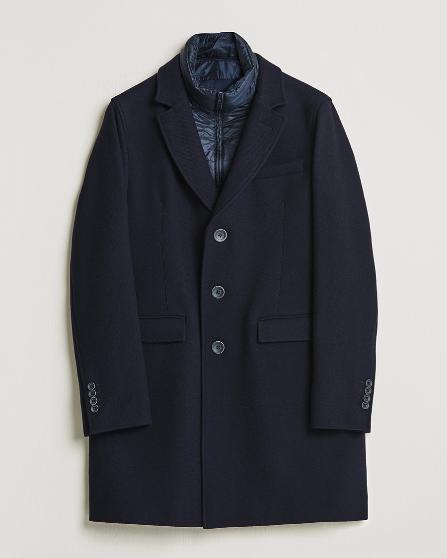 Men | Coats & Jackets | Herno | Wool Zip Coat Navy