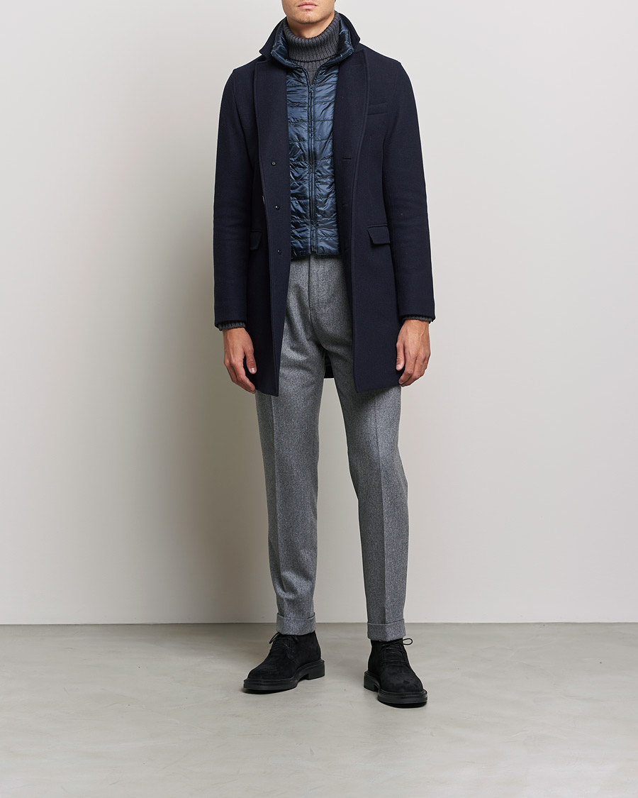 Men | Coats & Jackets | Herno | Wool Zip Coat Navy