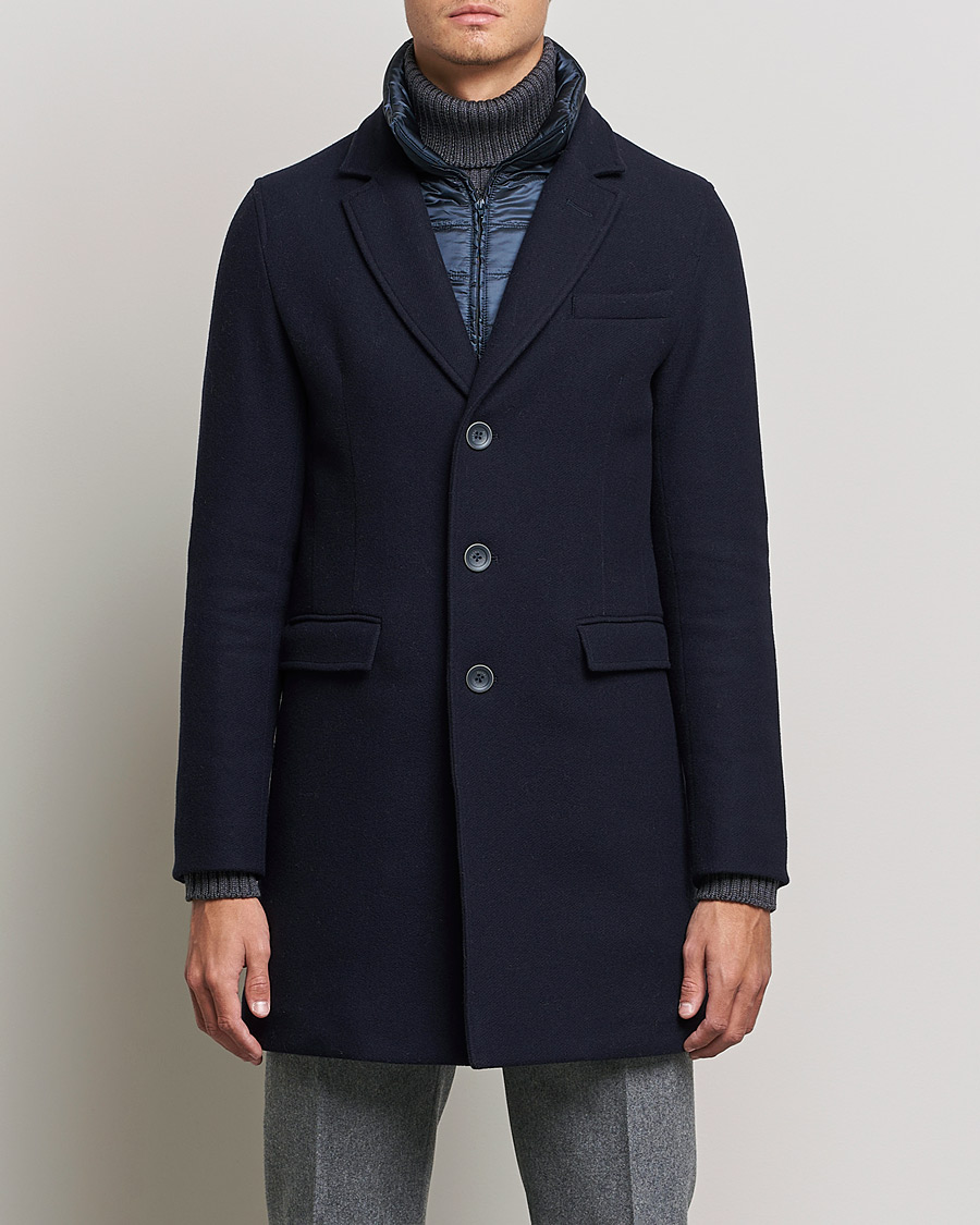 Men | Coats | Herno | Wool Zip Coat Navy