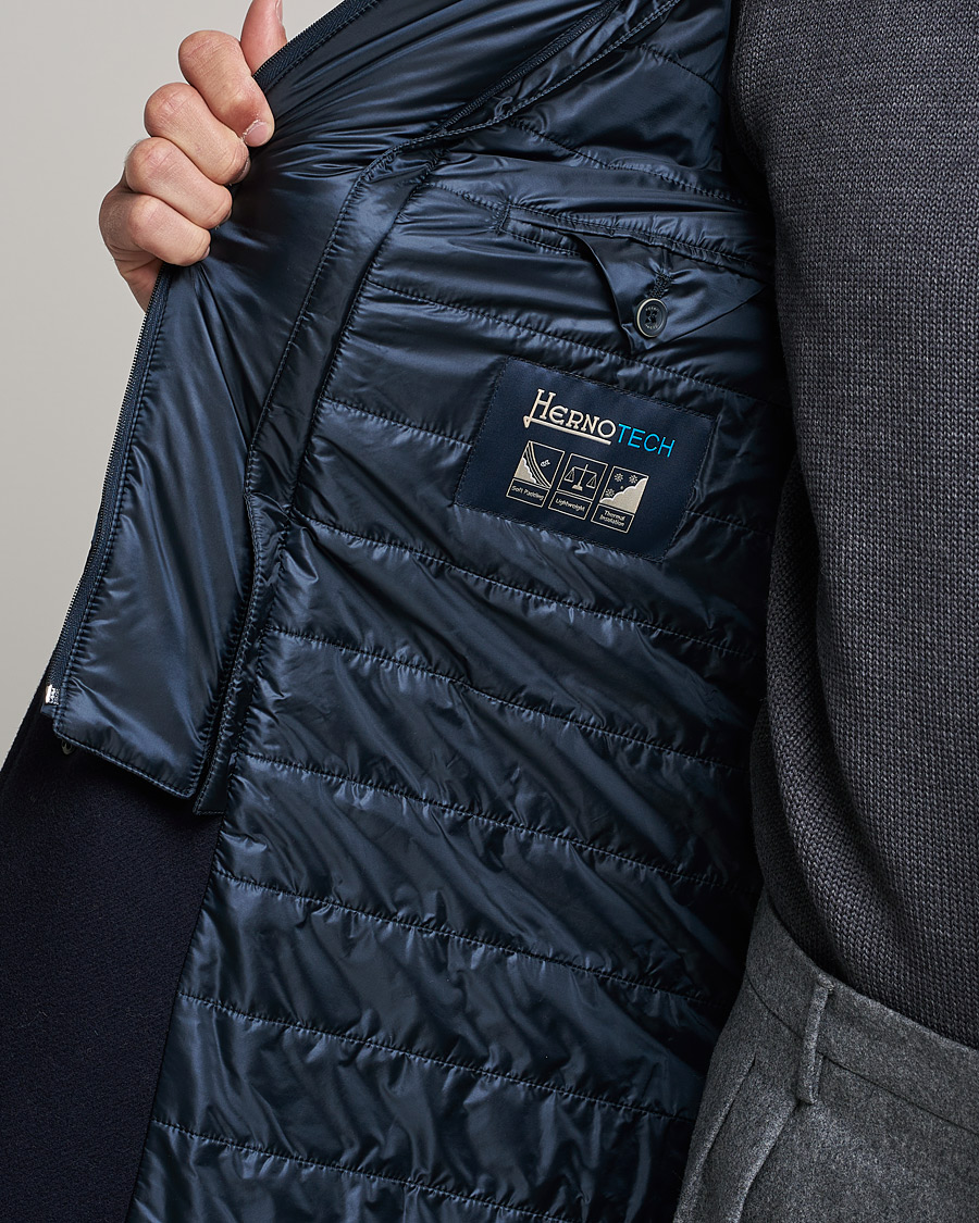 Men | Coats & Jackets | Herno | Wool Zip Coat Navy