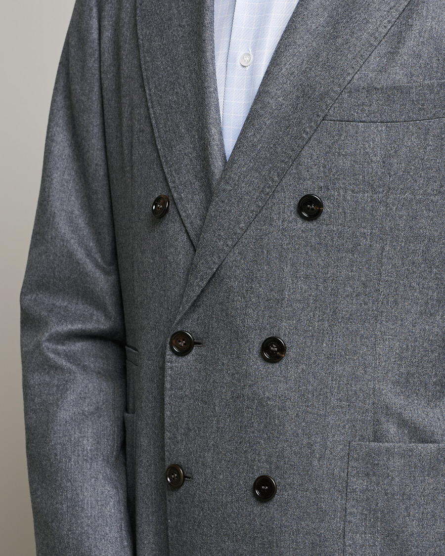 Men | Blazers | Brunello Cucinelli | Double Breasted Flannel Blazer Grey Melange