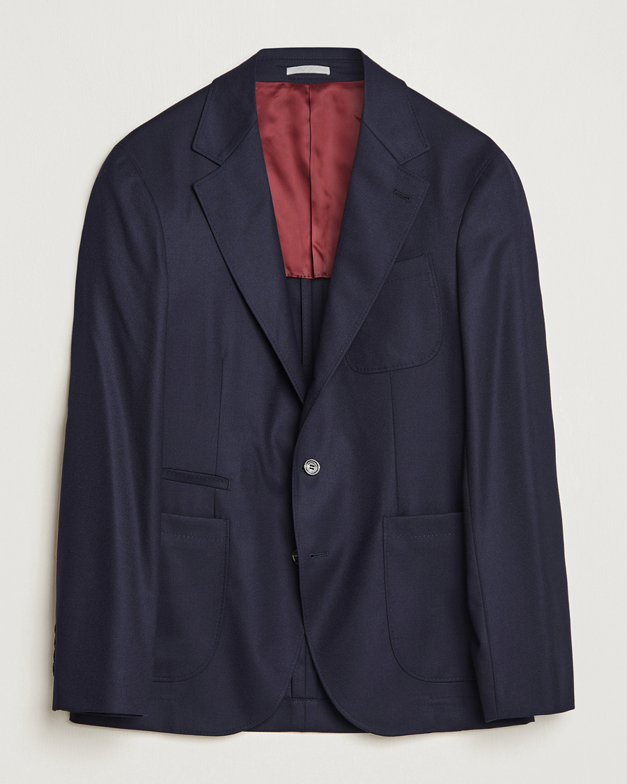 Brunello Cucinelli Flannel Blazer Navy at CareOfCarl.com