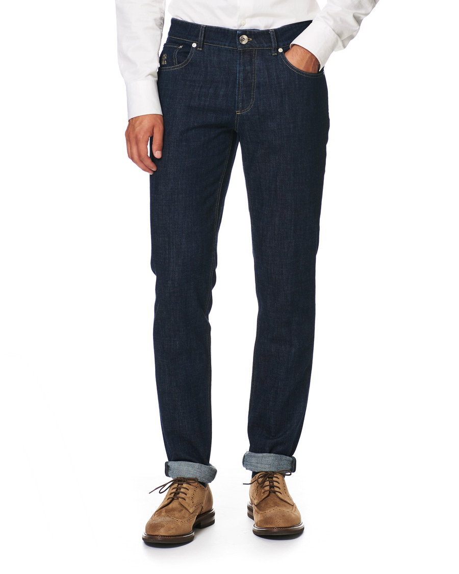 Men | Jeans | Brunello Cucinelli | Slim Fit 5-Pocket Jeans Dark Indigo