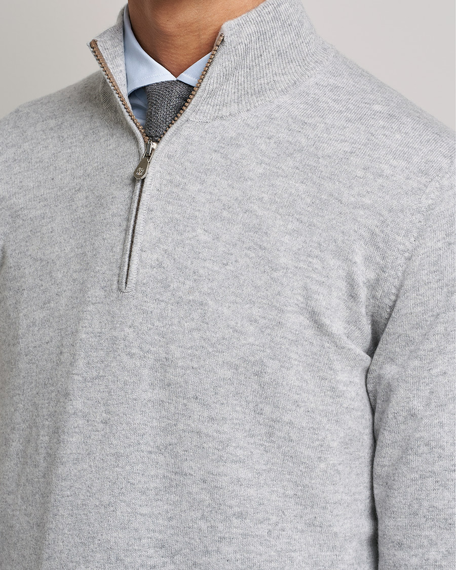 Men | Sweaters & Knitwear | Brunello Cucinelli | 2 Ply Cashmere Half Zip Light Grey
