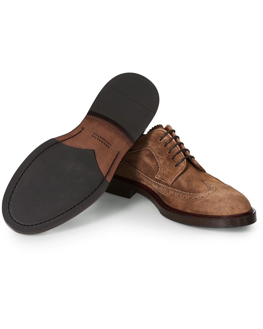 Men | Brunello Cucinelli Longwing Brogue Brown Suede | Brunello Cucinelli | Longwing Brogue Brown Suede