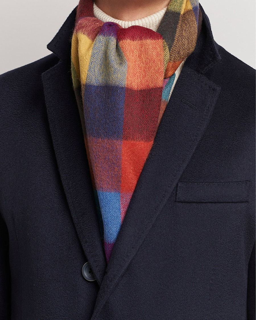 Men | Amanda Christensen Wool Block Check Scarf Multi | Amanda Christensen | Wool Block Check Scarf Multi
