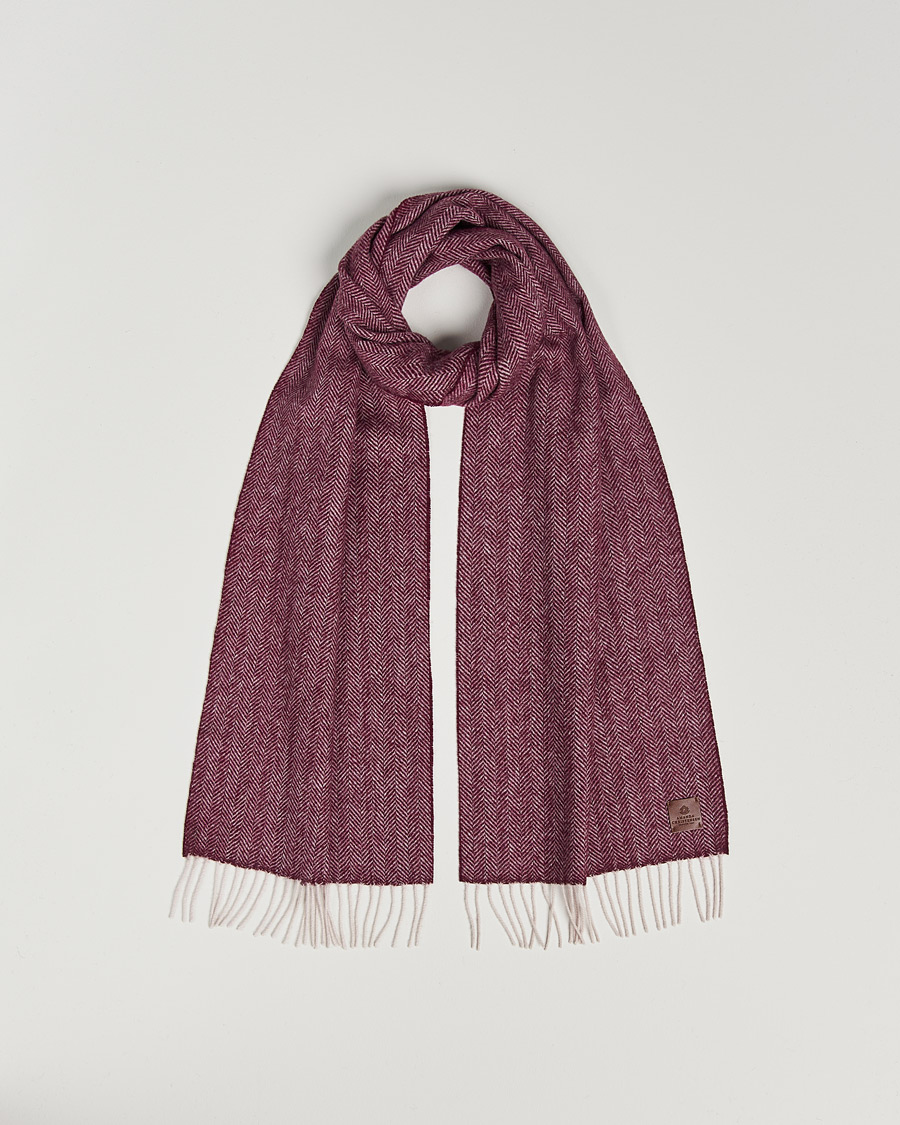 Men | Scarves | Amanda Christensen | Wool Herringbone Scarf Wine