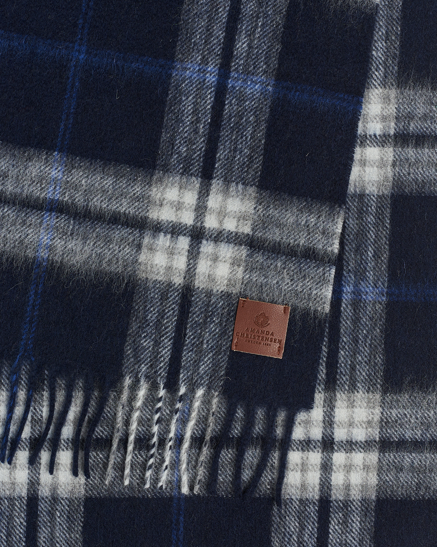 Men | Amanda Christensen Wool Check Scarf Blue | Amanda Christensen | Wool Check Scarf Blue