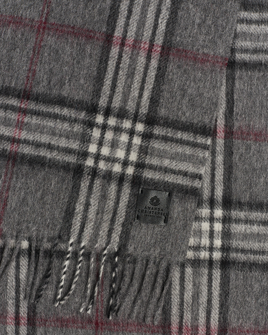 Men | Scarves | Amanda Christensen | Wool Check Scarf Grey