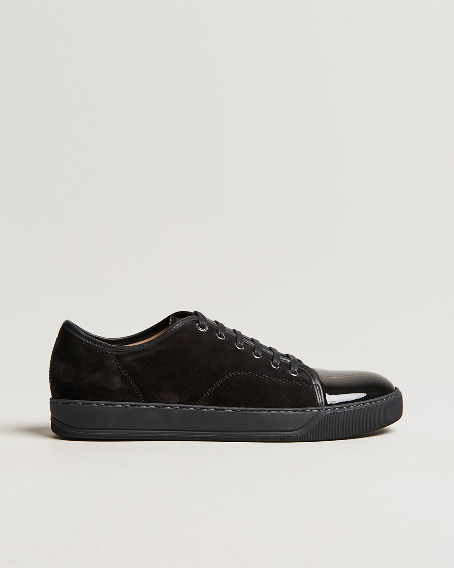 Men |  | Lanvin | Patent Cap Toe Sneaker Black/Black