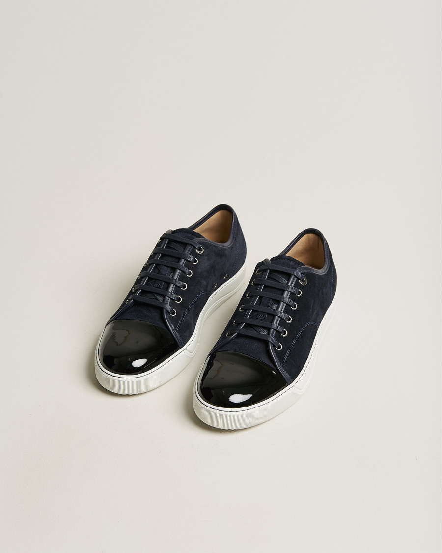 Men | Luxury Brands | Lanvin | Patent Cap Toe Sneaker Navy