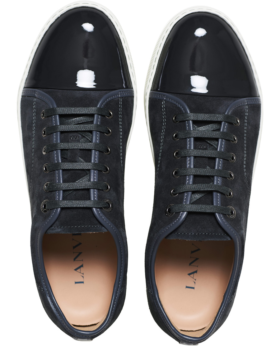 Men | Lanvin Patent Captoe Sneaker Grey Suede | Lanvin | Patent Captoe Sneaker Grey Suede