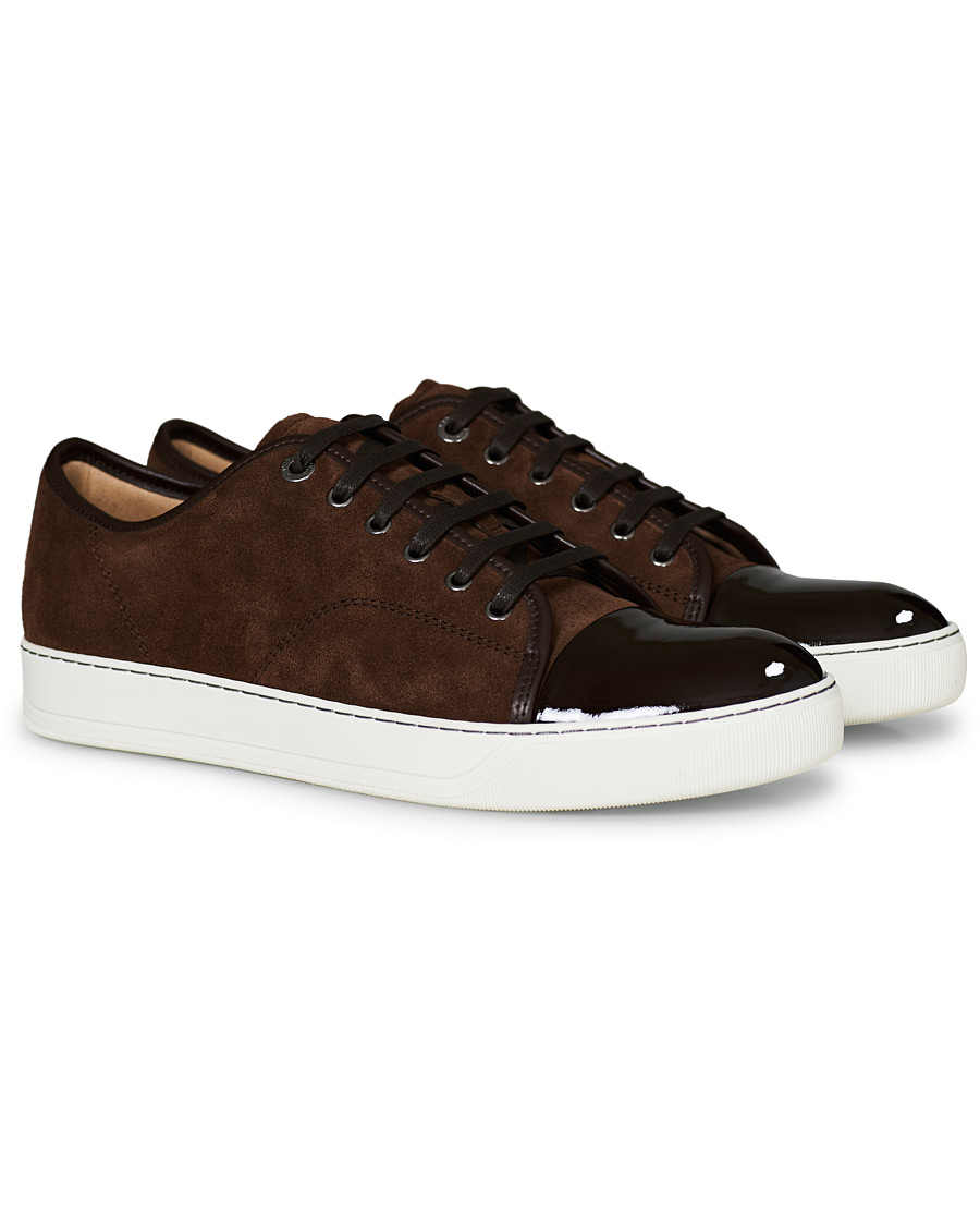 Men | Lanvin Patent Captoe Sneaker Brown Suede | Lanvin | Patent Captoe Sneaker Brown Suede