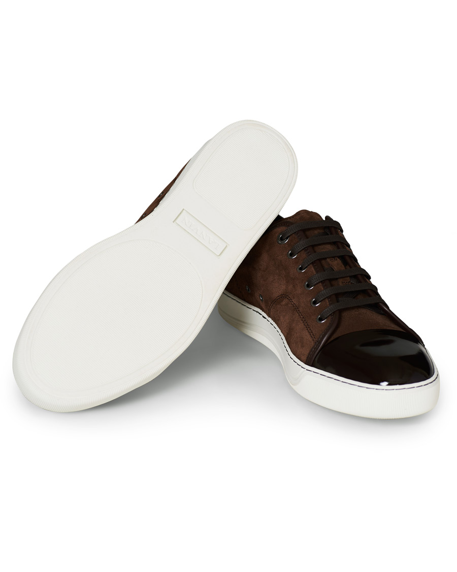 Men | Lanvin Patent Captoe Sneaker Brown Suede | Lanvin | Patent Captoe Sneaker Brown Suede