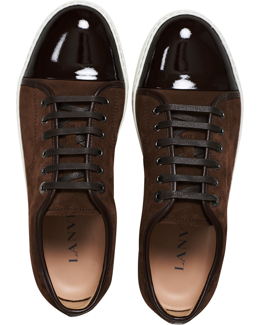 Men | Lanvin Patent Captoe Sneaker Brown Suede | Lanvin | Patent Captoe Sneaker Brown Suede