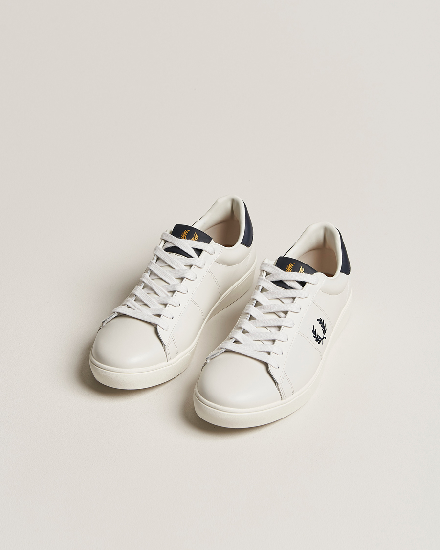 Men | Summer Shoes | Fred Perry | Spencer Leather Sneakers Porcelain/Navy