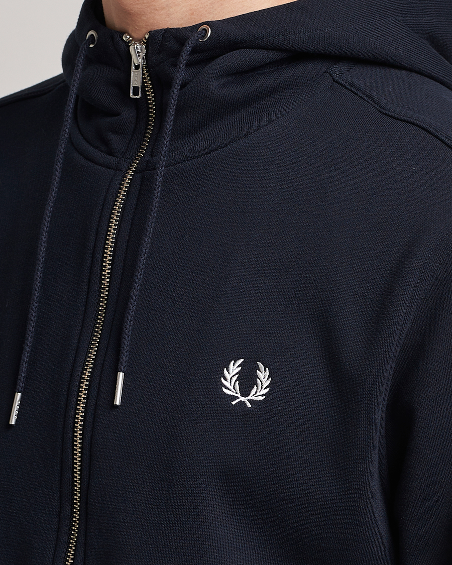 Men | Sweaters & Knitwear | Fred Perry | Full Zip Hooded Sweatshirt Navy