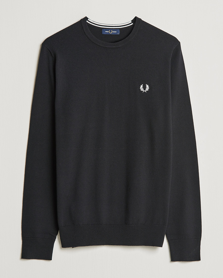Men | Crew Neck Jumpers | Fred Perry | Classic Crew Neck Jumper Black