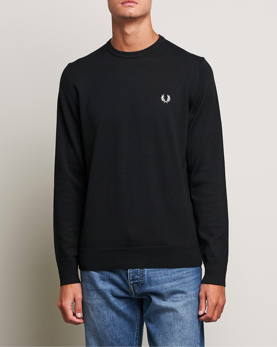 Men | Fred Perry | Fred Perry | Classic Crew Neck Jumper Black