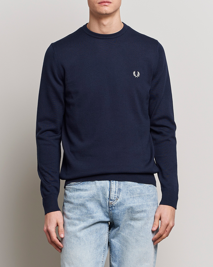 Men | Fred Perry | Fred Perry | Classic Crew Neck Jumper Navy