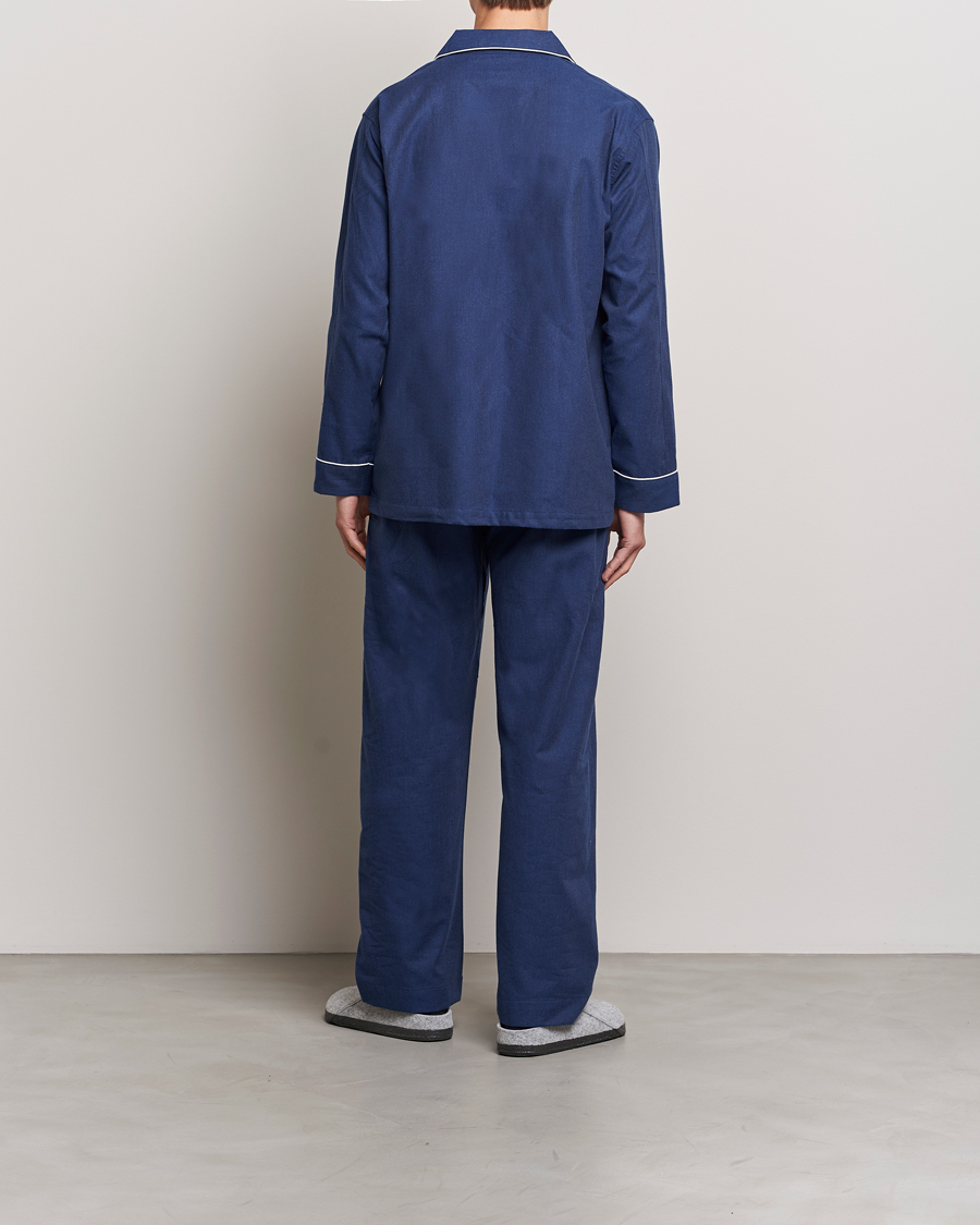 Men | New product images | Derek Rose | Brushed Cotton Flanell Pyjama Set Navy