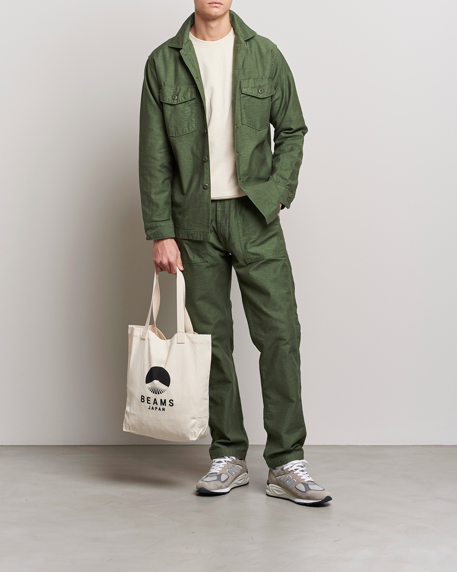 Men | Trousers | orSlow | Slim Fit Original Sateen Fatigue Pants Green
