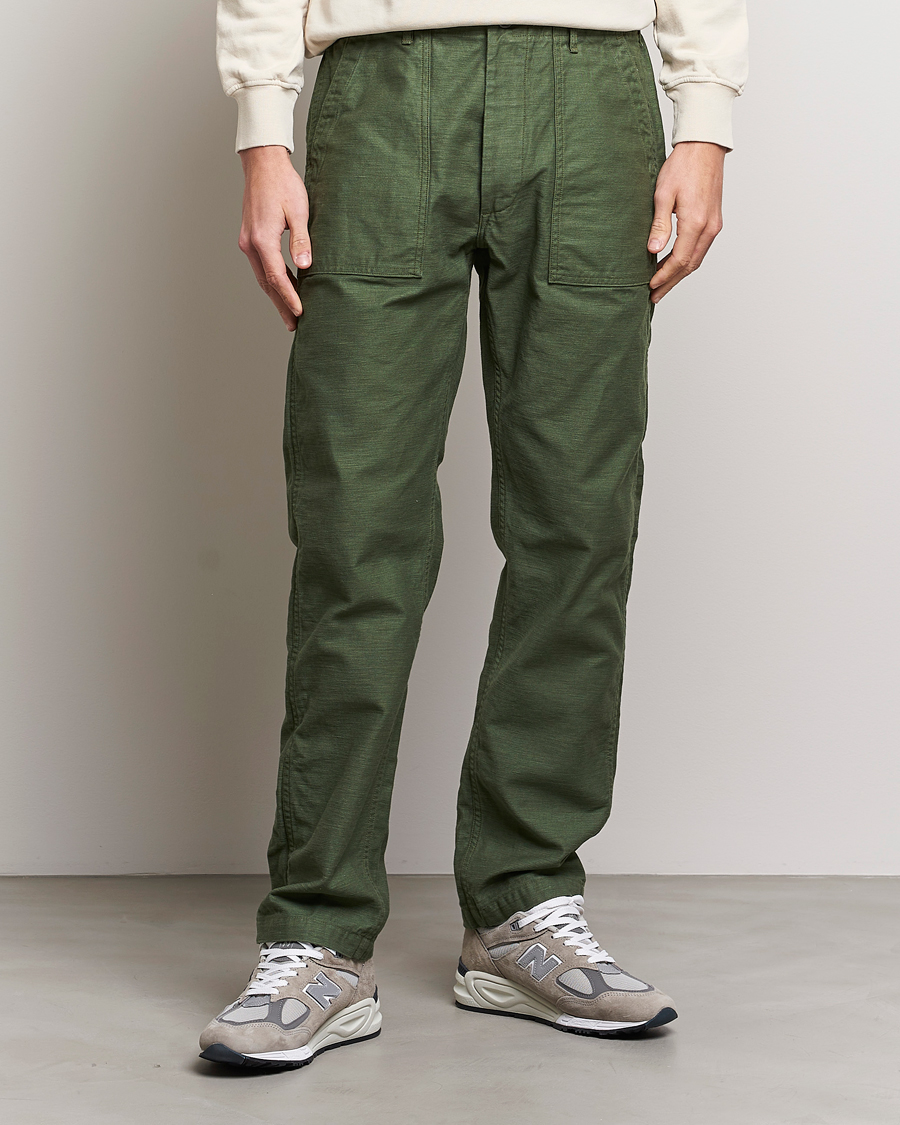 Men | Trousers | orSlow | Slim Fit Original Sateen Fatigue Pants Green