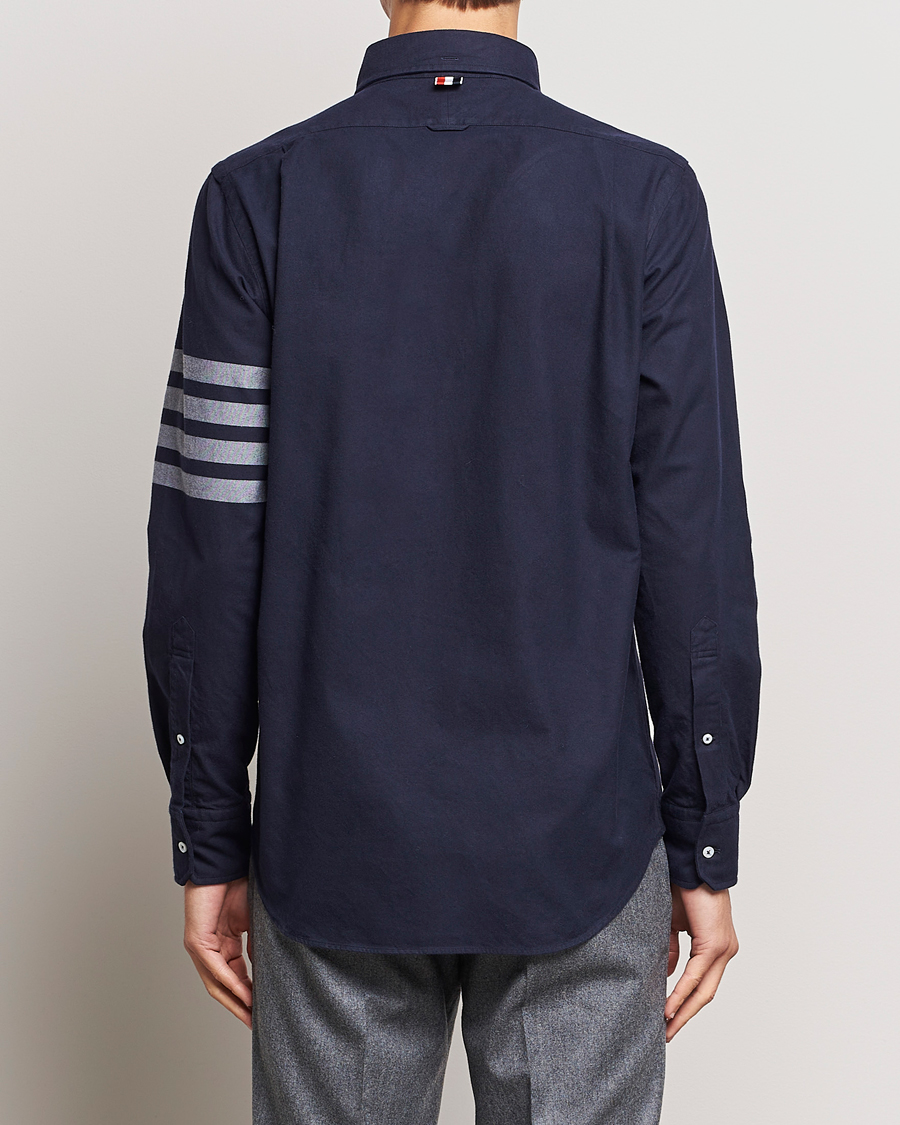 Men | Shirts | Thom Browne | 4 Bar Flannel Shirt Navy