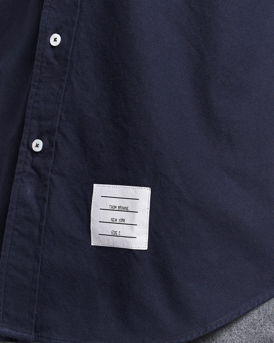 Men | Shirts | Thom Browne | 4 Bar Flannel Shirt Navy
