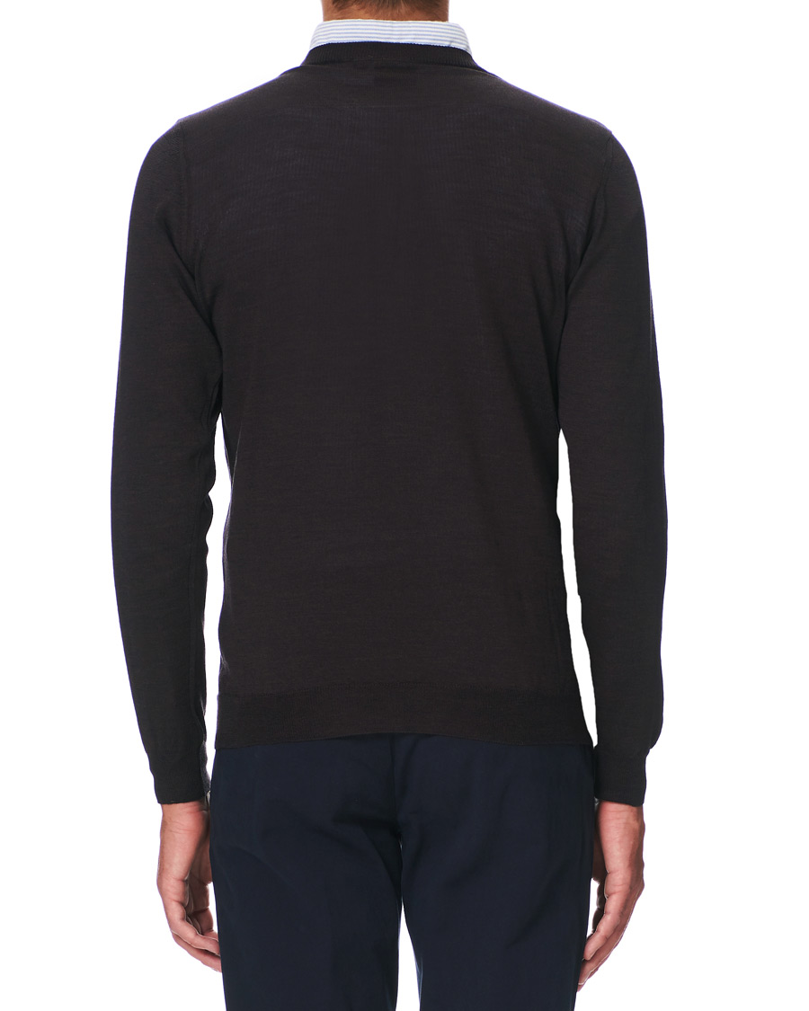 Men | Sweaters & Knitwear | Oscar Jacobson | Custer Extra Fine Merino Crew Neck Brown